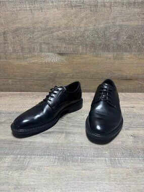 Ecco Vitrus Black Leather Plain Toe Oxford Shoes Men's Size EU 39